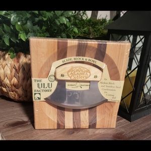 Alaska Cutlery Ulu Knife and Large Wood Bowl Set
